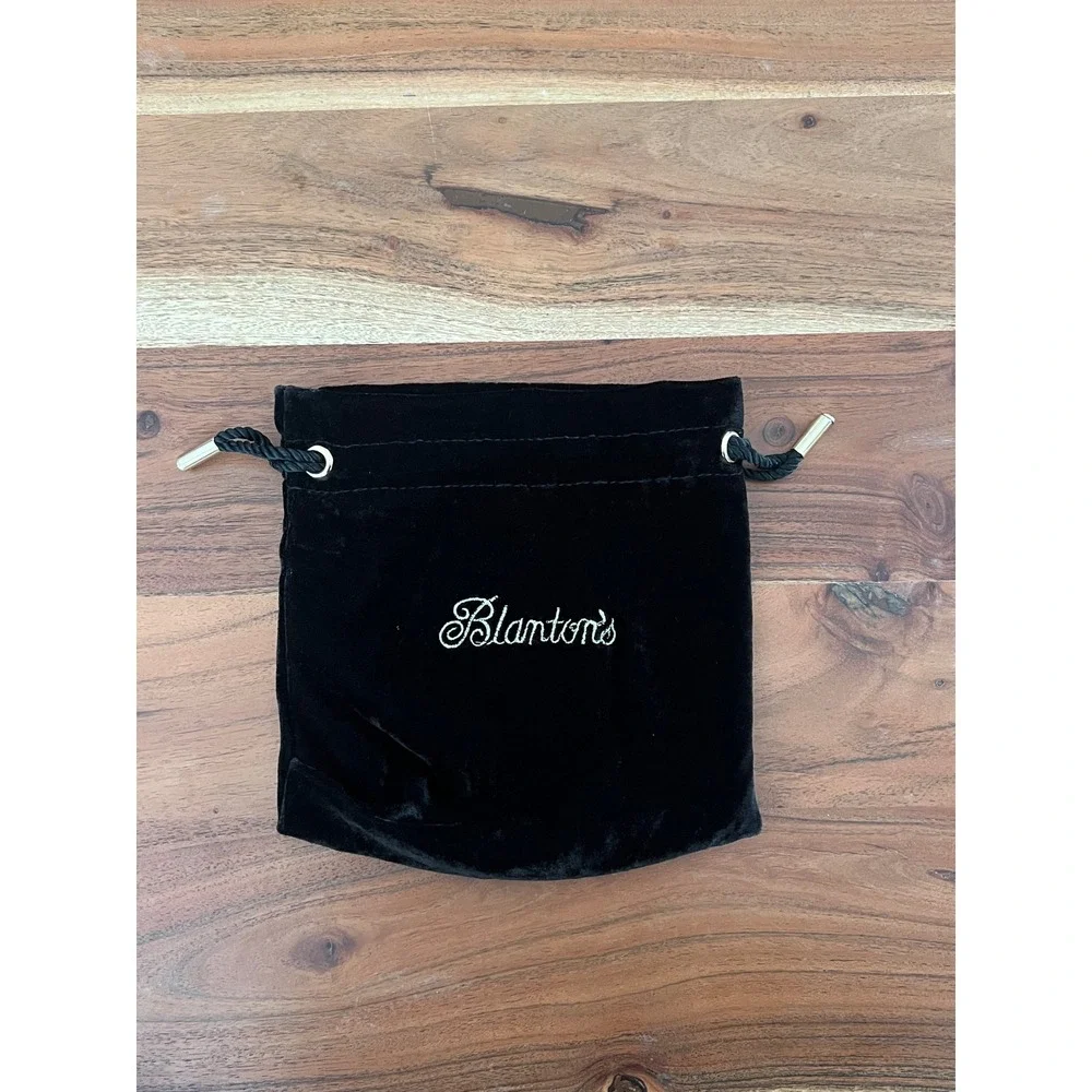 Blantons Bourbon Velvet Drawstring Bag Pouch Black Logo Bottle Bag
